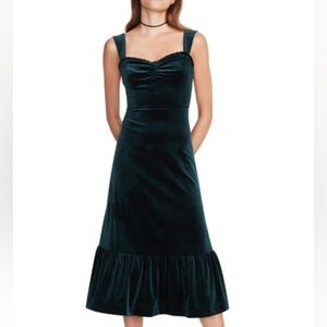 NWT Betsey Johnson Large Green Stretch Velvet Velour Sweetheart Midi Tank Dress